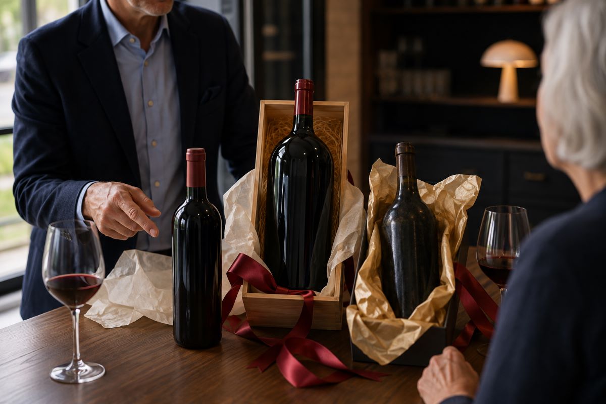 Wein zum Ruhestand schenken - worauf achten? (KI,Symbolbild)