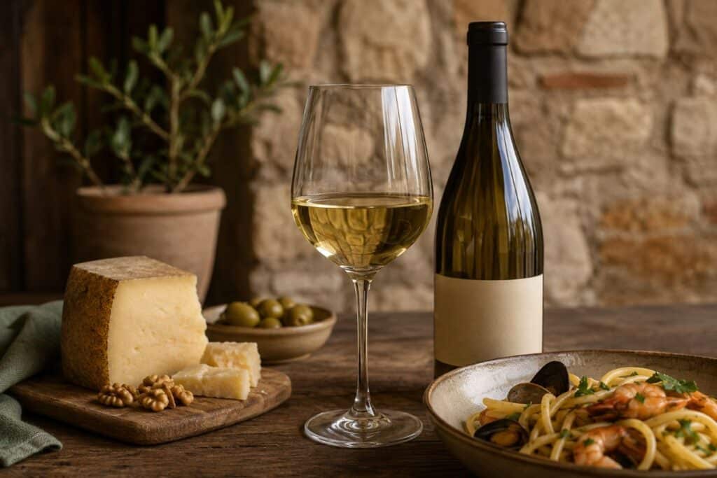 Weine zum Pecorino genießen (KI, Symbolbild)